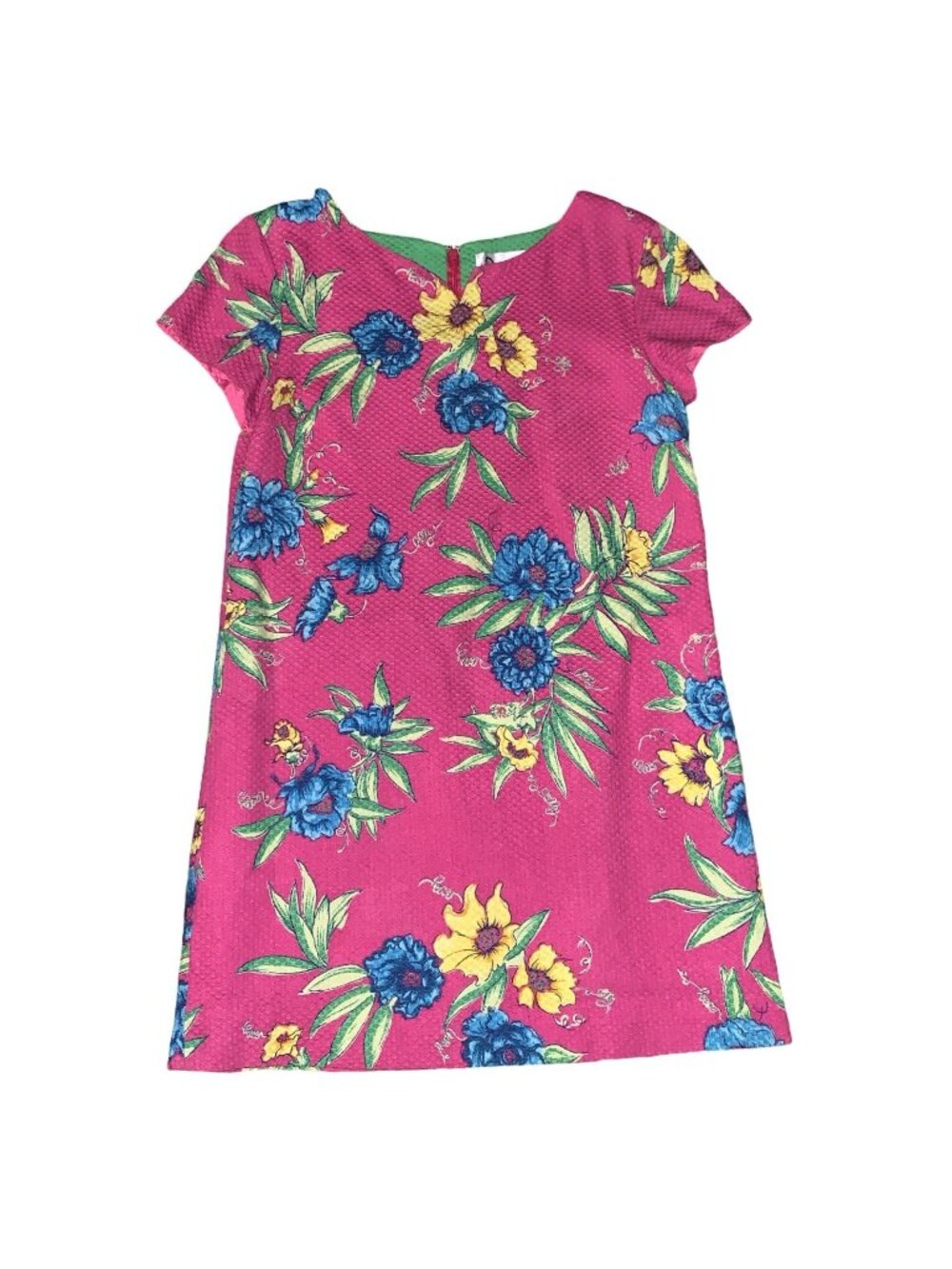 Lilly Pulitzer Vintage White Label Dress Pink With Blue Floral Print Women’s 8